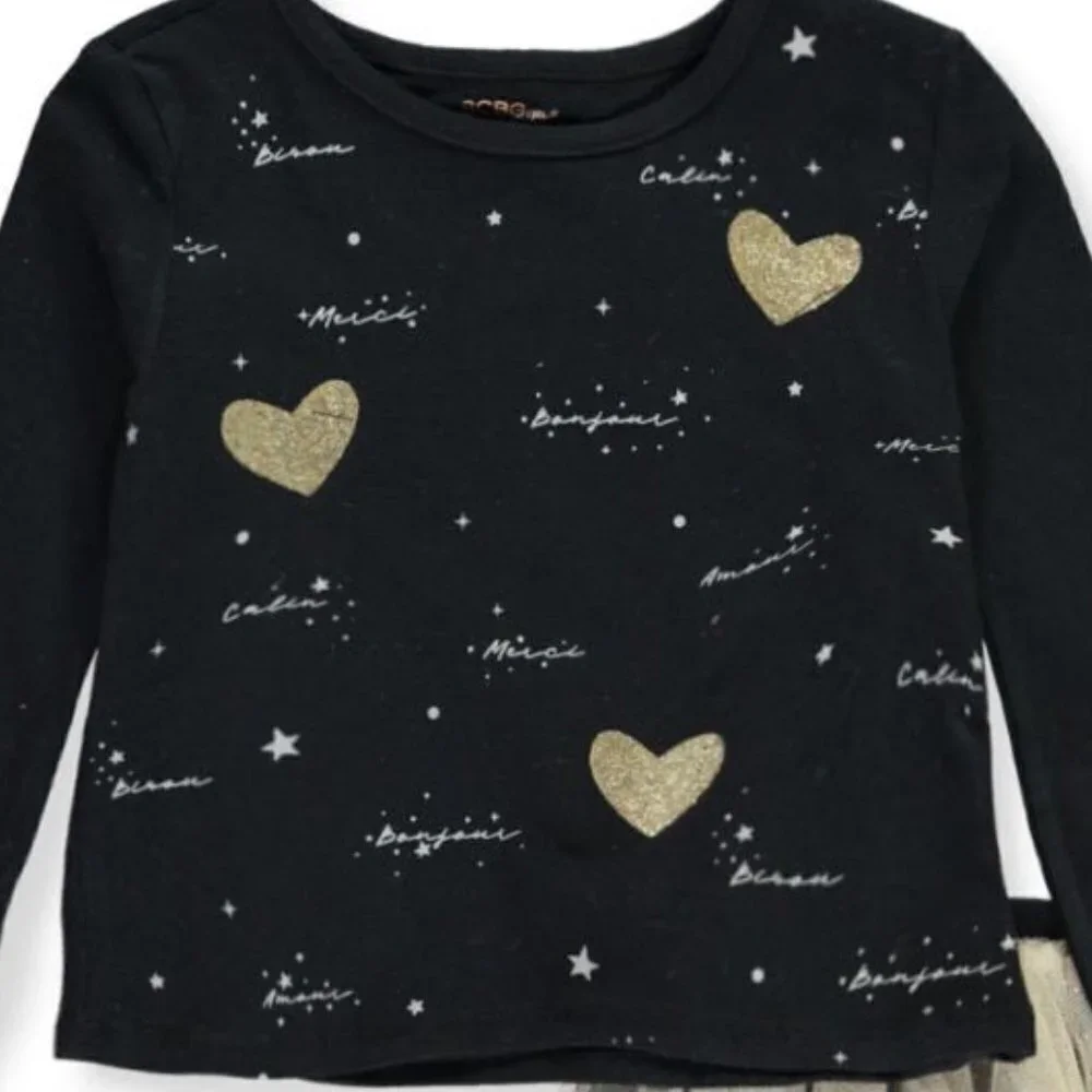 NWT BCGB Girls 2-piece (Glittery Graphic Top and Tulle Skirt Leggings)- Size 18M